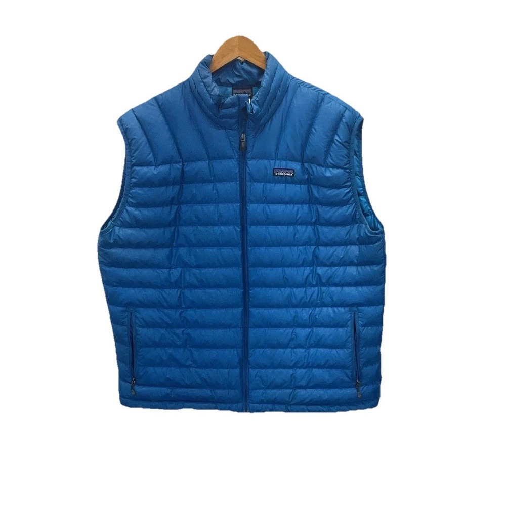 Patagonia Men's Down Blue Insulated Vest Size XXL Puffer Zip Up Outdoor EUC